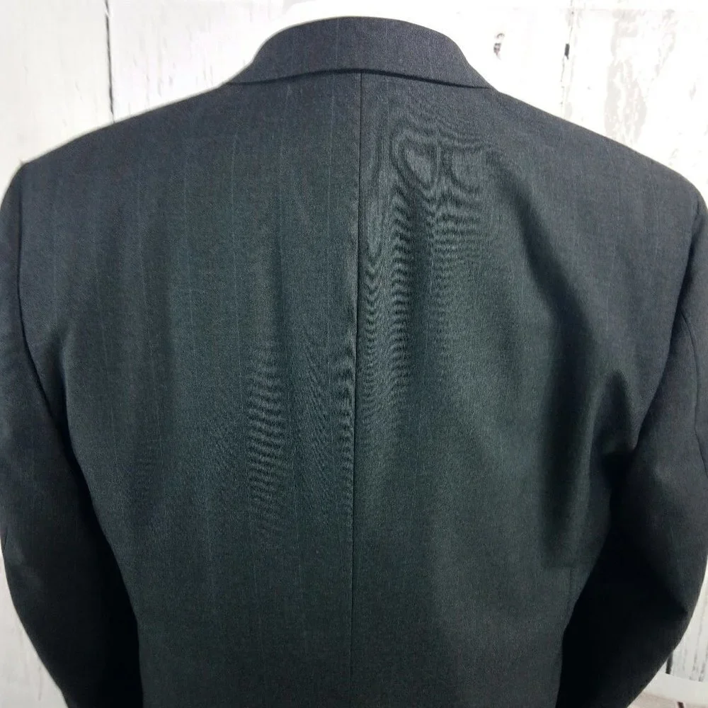 Hart Schaffner Marx Custom Made 44R Charcoal Striped Suit Blazer Sport Coat